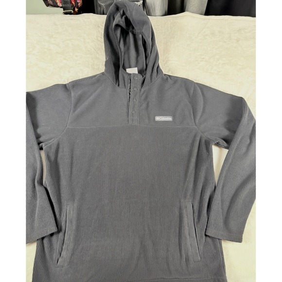 Columbia Other - Columbia Waffle Knit Pullover Hoodie Gray Snap Neck Men's Large
